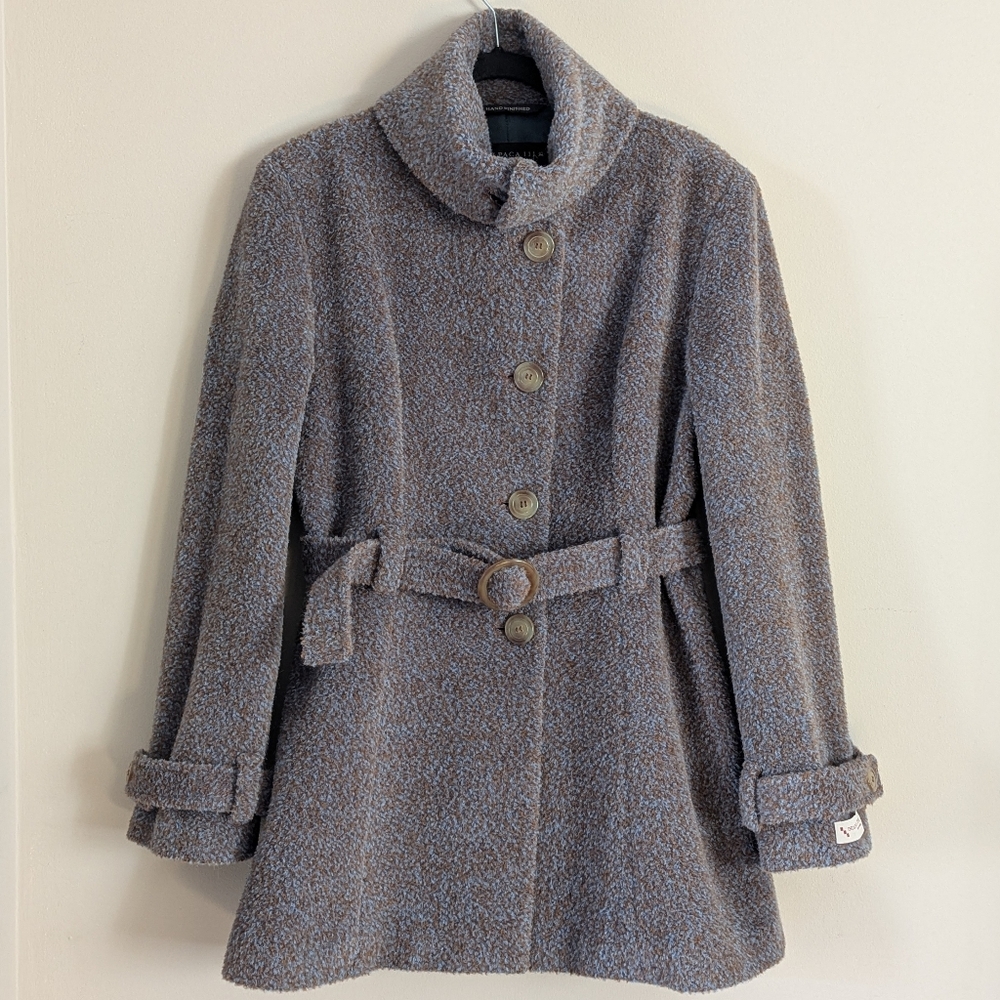 INCALPACA TPX ALPACA 111 Brown Blue Melange Coat Suri Alpaca Size L